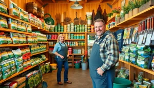 Farm Supplies in Ellsworth, MI - A vibrant farm supply store with fertilizers, seeds, and tools for local farmers.