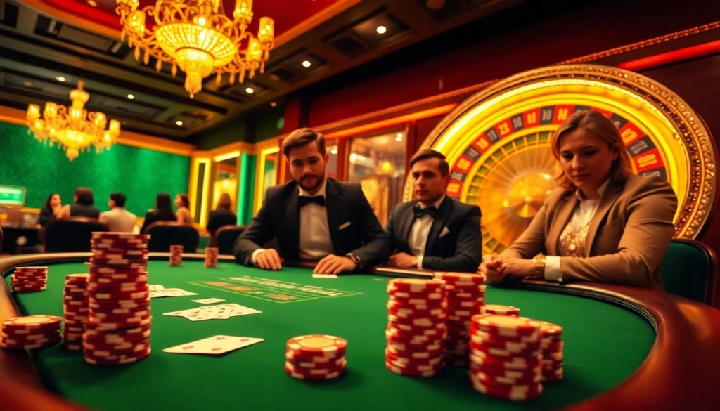 Catching the thrilling ambiance of the meilleur casino en ligne with stylish poker players and vibrant roulette wheels.