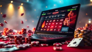 Exciting gameplay featuring LINK VÀO Bomwin with casino chips and cards in a luxurious setting.