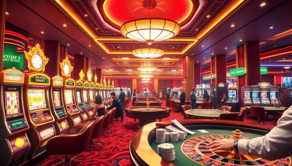 Experience thrilling gaming at SOIBET casino with lively tables and luxurious ambiance.