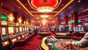 Experience thrilling gaming at SOIBET casino with lively tables and luxurious ambiance.