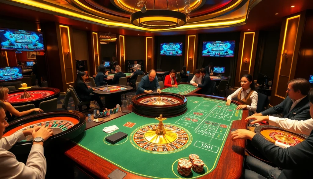 Engage with the excitement of 8kbet at a vibrant casino gaming table filled with action.