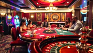 Players engaging in poker at U888li com, showcasing vibrant casino elements and excitement.