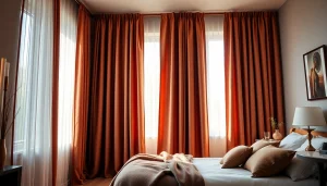 Verduisterende gordijnen creëren een sfeervolle slaapkamer met luxe uitstraling.