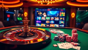 Experience exciting gameplay at https://33wins.it.com with vibrant table games and poker chips.