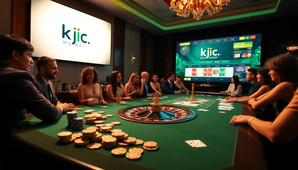 Experience the thrill of gambling at https://kjc.money/, featuring poker chips and roulette excitement.