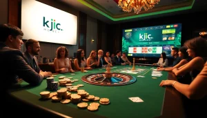 Experience the thrill of gambling at https://kjc.money/, featuring poker chips and roulette excitement.