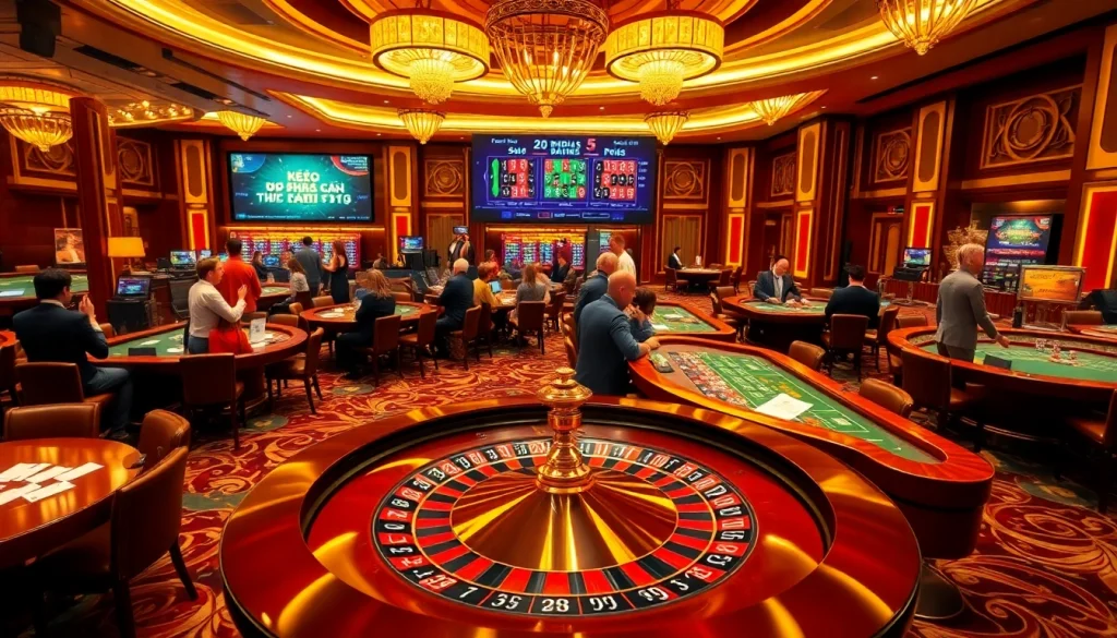 Experience the excitement of kèo nhà cái 5 betting with vibrant casino tables and high-stakes action.