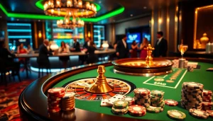 Experience the excitement of gilajp in a thrilling casino setting with poker chips and cards.
