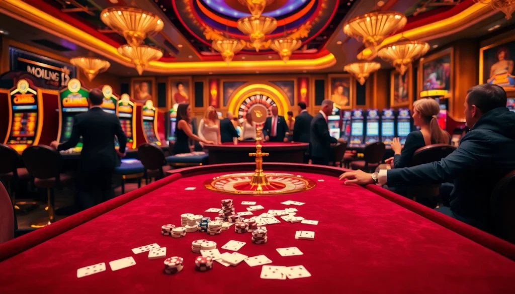 Experience luxury gaming at GO8, featuring exquisite tables, slot machines, and elegant decor.