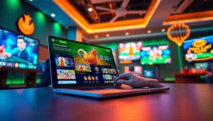 Explore the thrilling online gaming world of BJ38, featuring engaging chicken fighting and casino games on a modern interface.