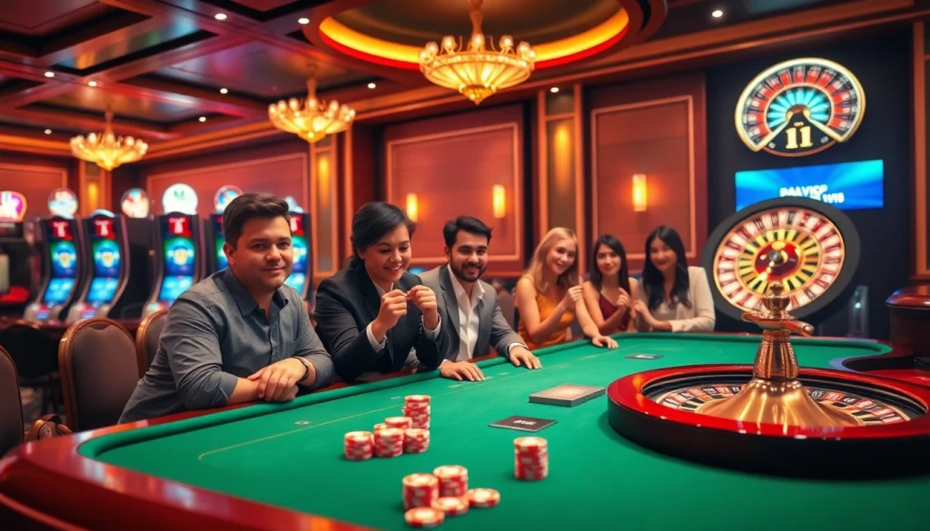 Engaging players enjoy strategic betting at RIK VIP's dynamic casino table, showcasing thrilling gaming excitement.
