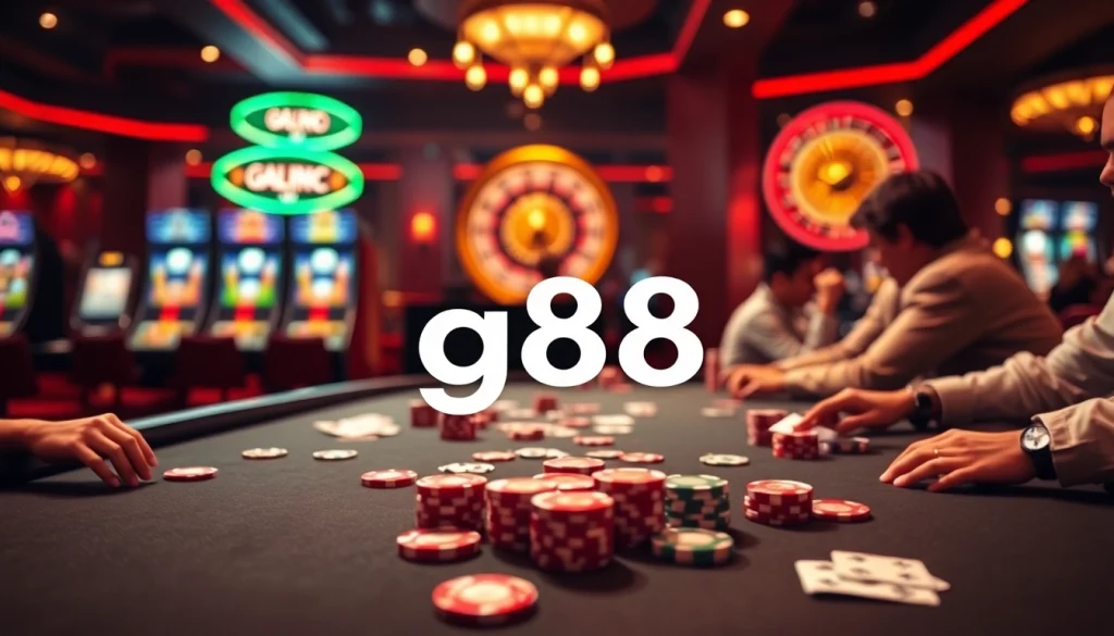 Experience the thrill of g88 poker with glamorous chips and intense gameplay at a casino.