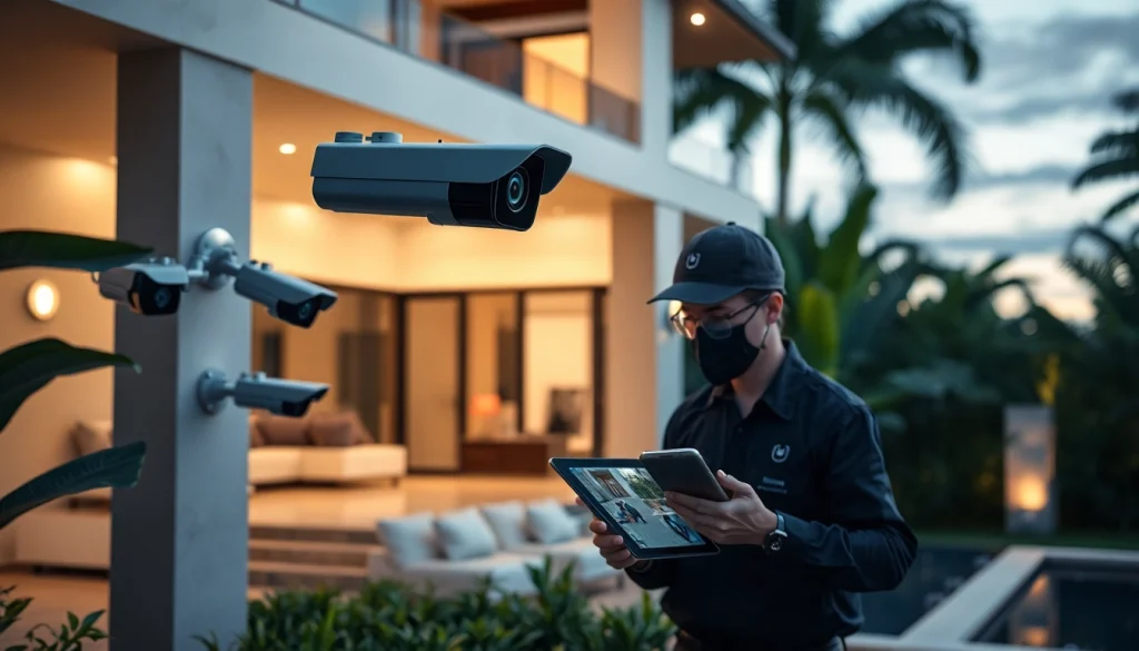 Cámaras de seguridad instaladas alrededor de una casa de lujo en Guanacaste, Costa Rica, que muestran tecnología de seguridad avanzada.