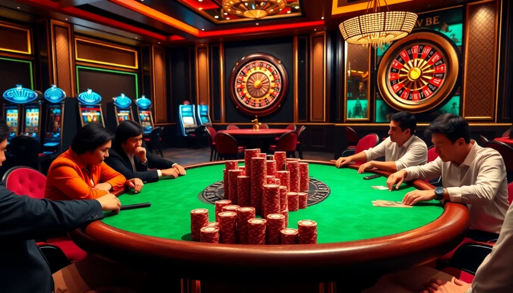 Xôi Xoài TV showcases an exciting poker table scene with vibrant chips and players.