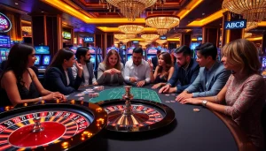 Experience the thrill of gambling at ABC8 with lively casino tables and engaging players.