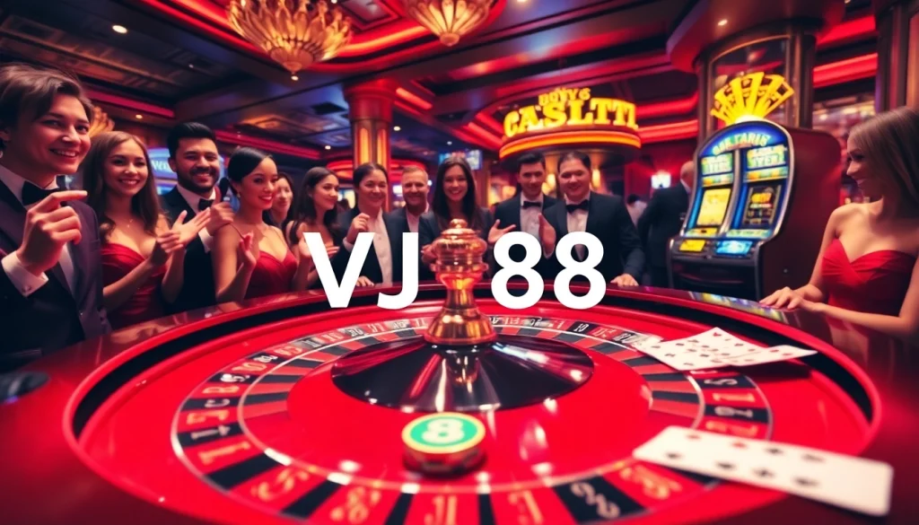 VJ88 casino table with vibrant roulette action and high-stakes excitement.