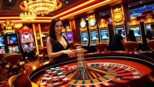 X88 CASINO vibrant atmosphere with players enjoying roulette and slot machines