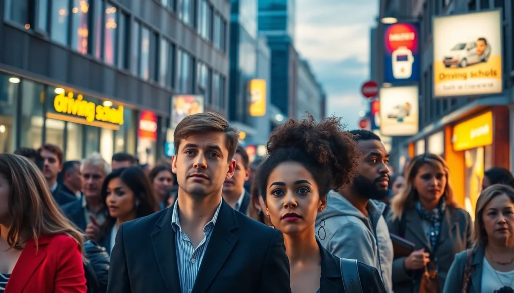 Vivid street scene illustrating rijbewijs kopen 300 euro choices, showcasing the contrast between legal and illegal driving license acquisition.