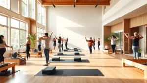 台東区のモダンなスタジオでの魅力的なピラティスセッション。ウェルネスとコミュニティを重視。