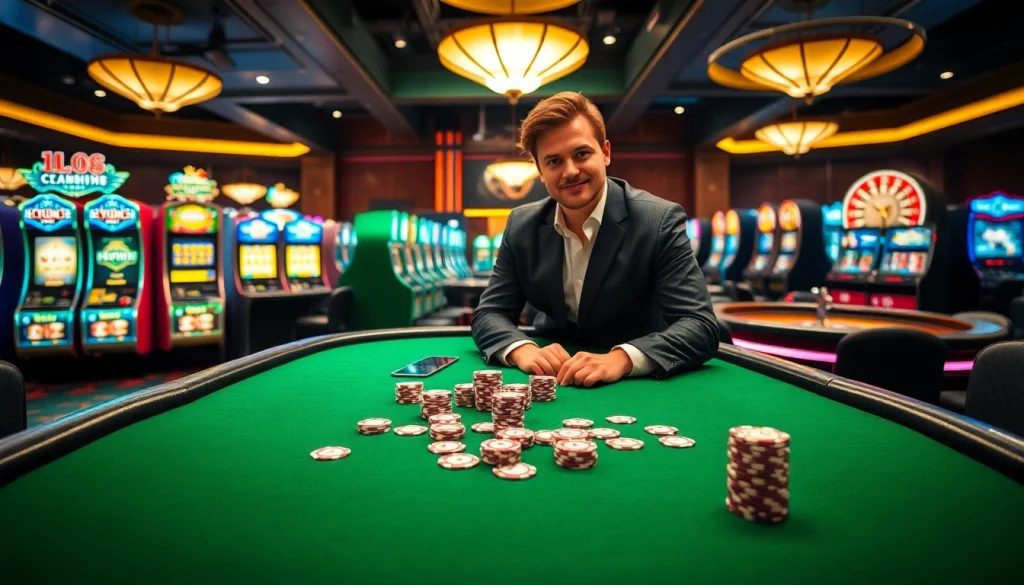 Experience the thrill of high-stakes poker with a vibrant casino backdrop at https://x88ni.com/.