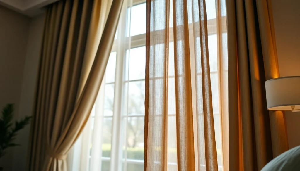Verduisterende gordijnen hangen stijlvol voor een raam, zorgen voor privacy en comfort.