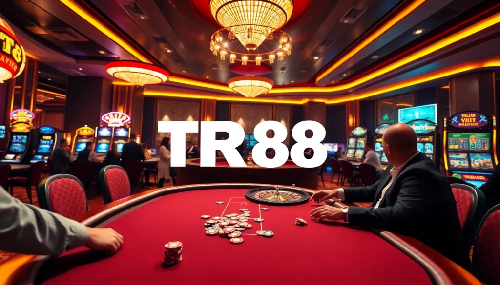 Experience the thrill of casino gaming at TR88 with vibrant poker tables and spinning roulette.