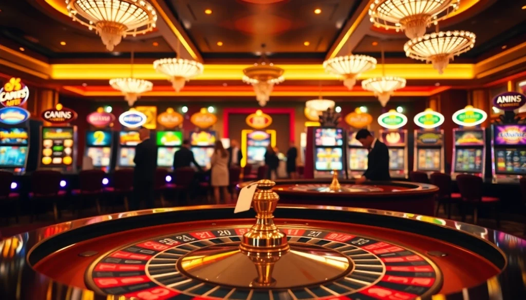 Experience the excitement of gambling at 5z7776 com with an elegant roulette and slots scene.