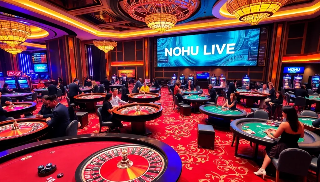 Experience the excitement of NOHU LIVE in a vibrant casino filled with engaging games and diverse players.