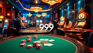 PS 99 - Players enjoying a vibrant casino experience with poker and slot games.