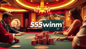 Experience high-stakes excitement at 555win com with luxurious poker games, roulette, and vibrant chips.
