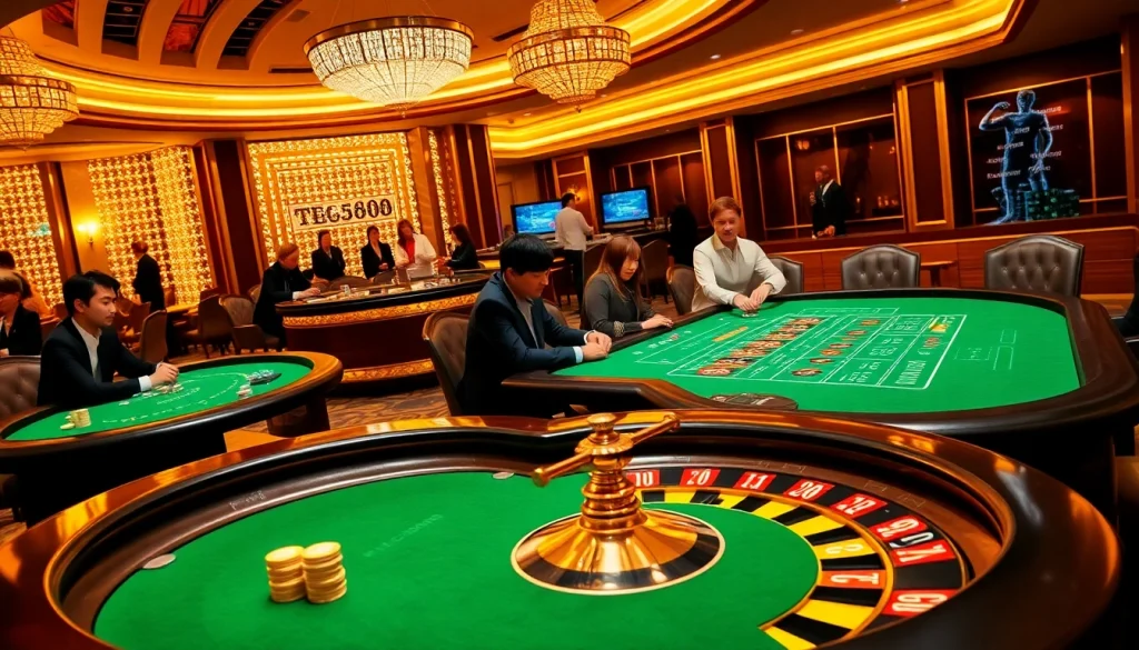 Experience the thrill of gaming at TG88 Casino with vibrant tables and engaged players.