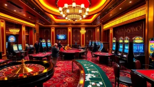 Experience the thrill of 55WW at a vibrant casino with a roulette wheel and excited players.