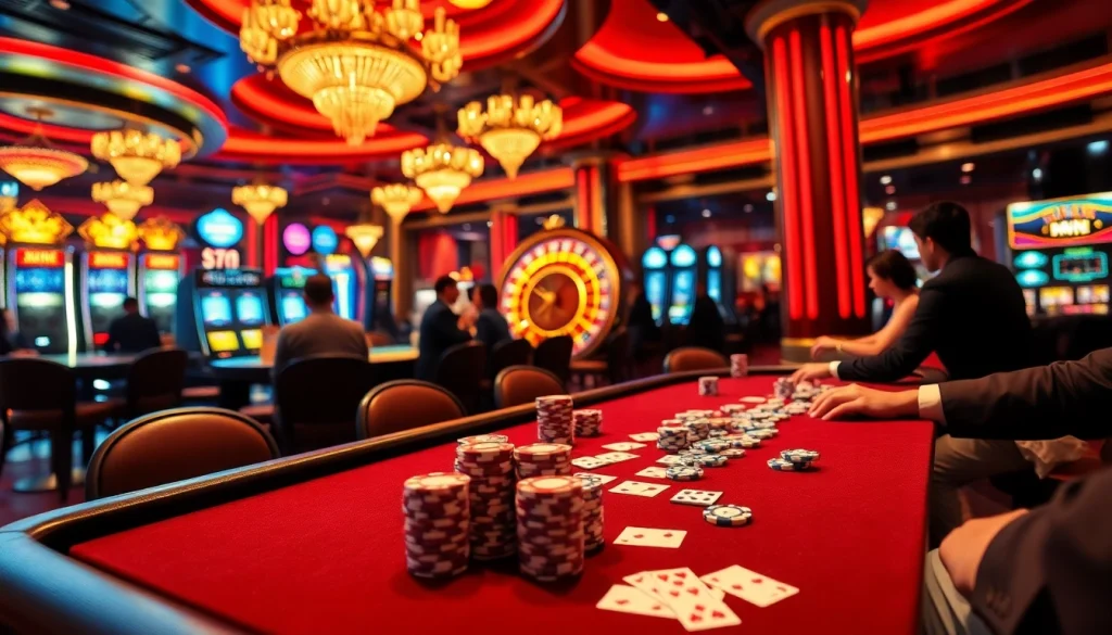 Players enjoy a high-stakes poker game with S8 branding in a glamorous casino setting.