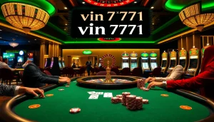 Experience thrilling gameplay at vin7771 with poker chips and cards on an elegant casino table.