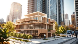 Architekturmodellbau Wuppertal zeigt ein präzises Modell in einem urbanen Umfeld mit modernen Designelementen.