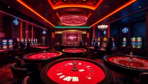 Experience the thrill of high-stakes gaming at hitclub with captivating casino tables and colorful slot machines.