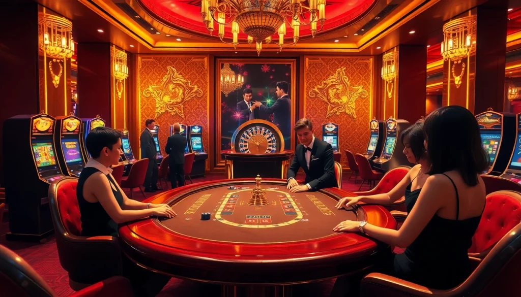 Experience thrilling moments at 8xbet.com with engaging live poker table action in a luxurious casino setting.