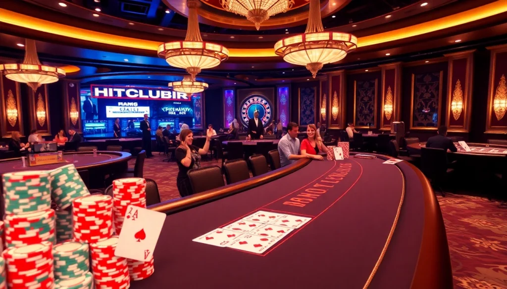 Experience thrilling gameplay at HITCLUB with vibrant poker chips and high-stakes tables.