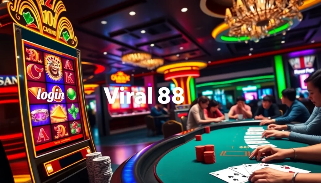Engaging scene of casino excitement with players logging in at viral88 for thrilling games.