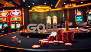 GO88 casino excitement with vibrant poker chips and elegant dealer action.