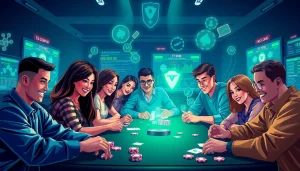 Exciting gaming atmosphere at 68 Game Bài featuring diverse players and digital security.