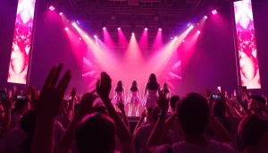 Blackpink news showcasing the vibrant energy of their K-pop concert performance.