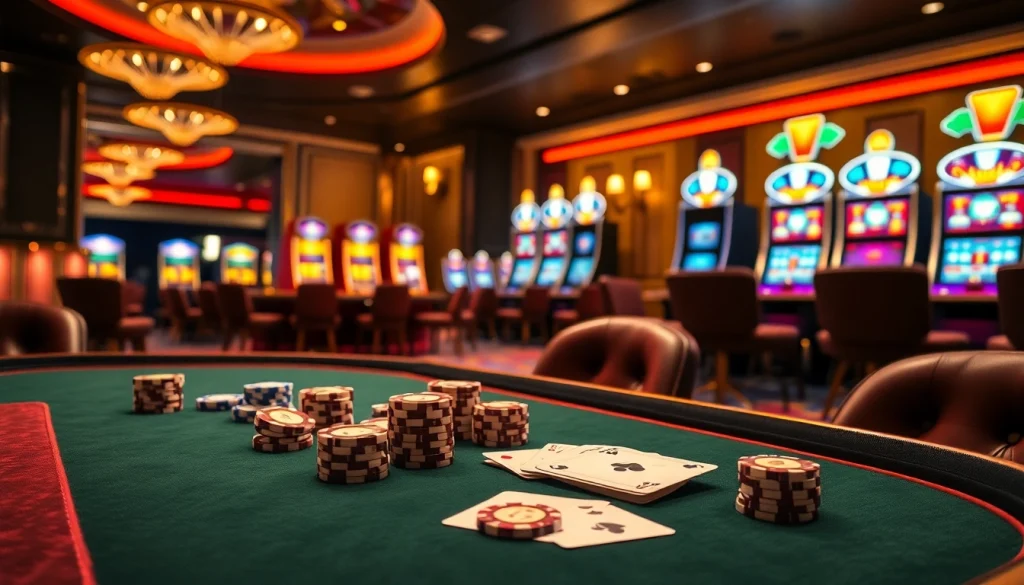 Experience a thrilling poker game at BL555 casino with colorful chips and winning cards.