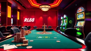 Experience the excitement of RR88 with vibrant casino visuals showcasing thrilling betting elements.