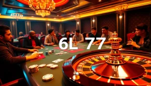 Betting action at a luxury table with 6L777 gaming highlights and vibrant casino ambiance.