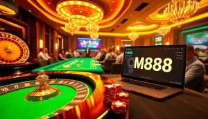 Experience the thrilling atmosphere of CM88 with vibrant casino games and excited players.