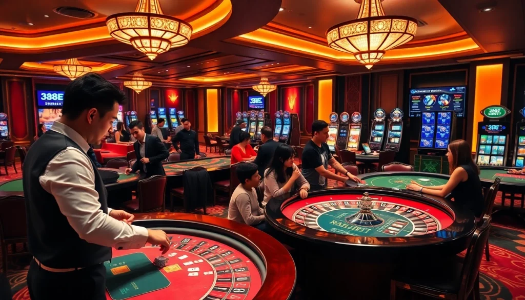 Experience high-stakes gaming at 388bet with vibrant casino tables and eager players.