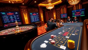 Players enjoying thrilling games at F8BET casino with poker chips and cards.