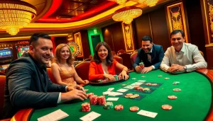 Engaged players enjoying a thrilling game at a casino table, illustrating TR88 strategies in action.